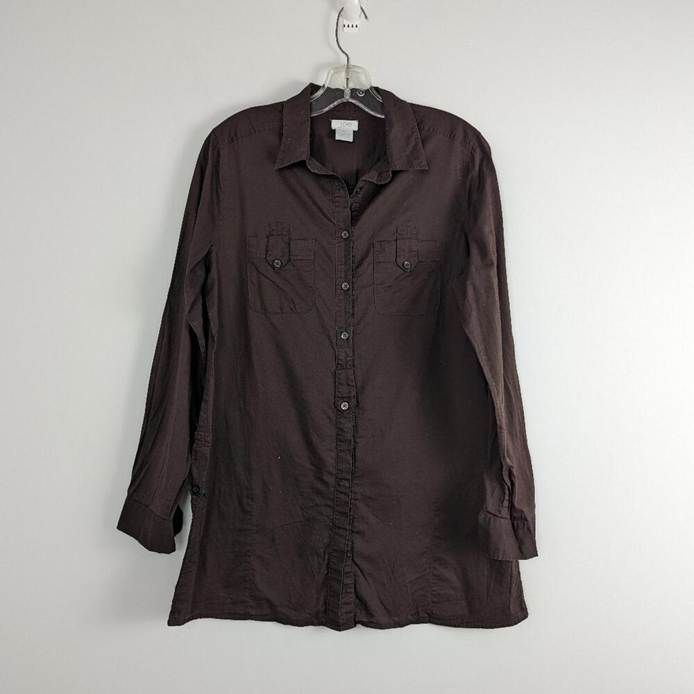 Joe Fresh Women's Charcoal Casual Cotton Button-Up Shirt Size L/g